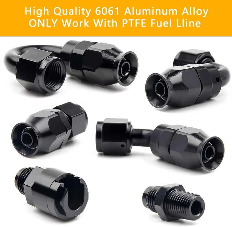 Medoon 6AN PTFE Fuel Line Kit, 5/16" Nylon Stainless Steel Braided, LS Swap EFI E85 Injection Fuel Hose Fitting 20FT - Image 4
